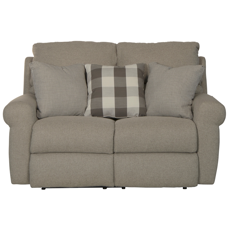Catnapper Eastland Lay Flat Reclining Loveseat in Gray Polyester Fabric
