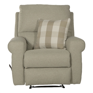 catnapper eastland glider recliner in beige polyester fabric with accent pillow