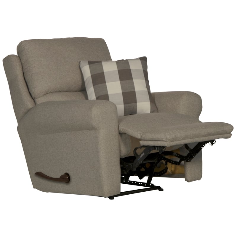 Catnapper Eastland Glider Recliner in Gray Polyester Fabric with Accent Pillow