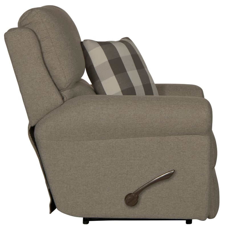 Catnapper Eastland Glider Recliner in Gray Polyester Fabric with Accent Pillow