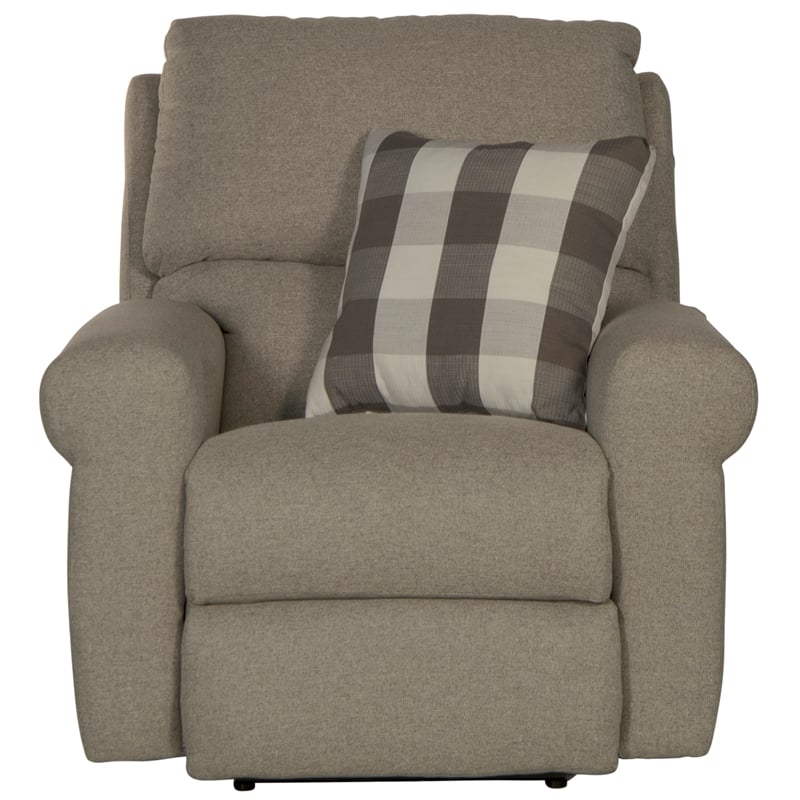Catnapper Eastland Glider Recliner in Gray Polyester Fabric with Accent Pillow
