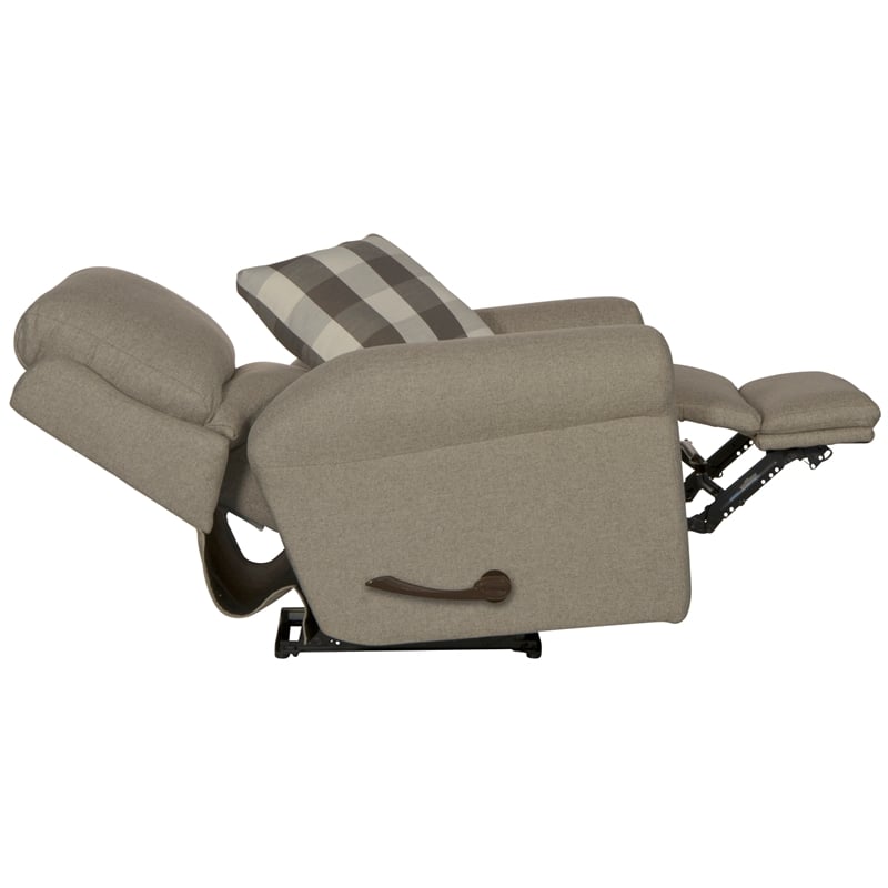 Catnapper Eastland Glider Recliner in Gray Polyester Fabric with Accent Pillow