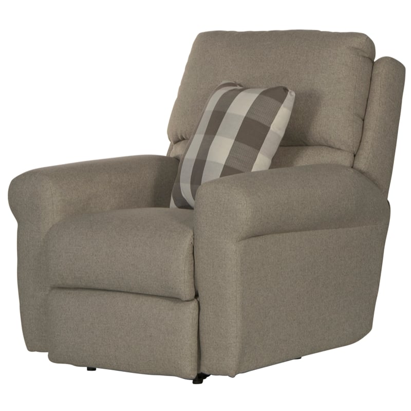 Catnapper Eastland Glider Recliner in Gray Polyester Fabric with Accent Pillow