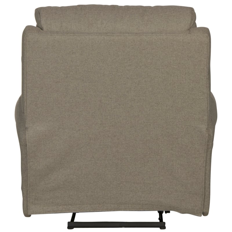 Catnapper Eastland Glider Recliner in Gray Polyester Fabric with Accent Pillow