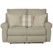 Catnapper Eastland Lay Flat Reclining Loveseat in Beige Polyester Fabric