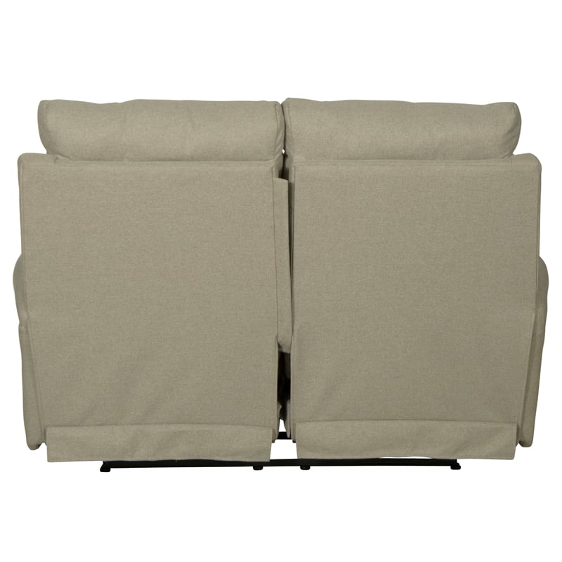 Catnapper Eastland Lay Flat Reclining Loveseat in Beige Polyester Fabric