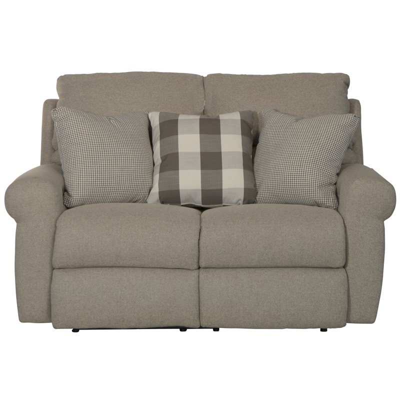 Catnapper Eastland Lay Flat Reclining Loveseat in Gray Polyester Fabric