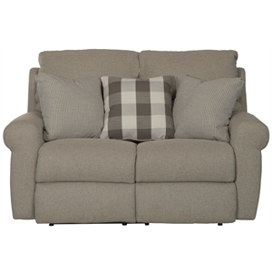 Catnapper Eastland Lay Flat Reclining Loveseat in Gray Polyester Fabric