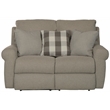 Catnapper Eastland Lay Flat Reclining Loveseat in Gray Polyester Fabric