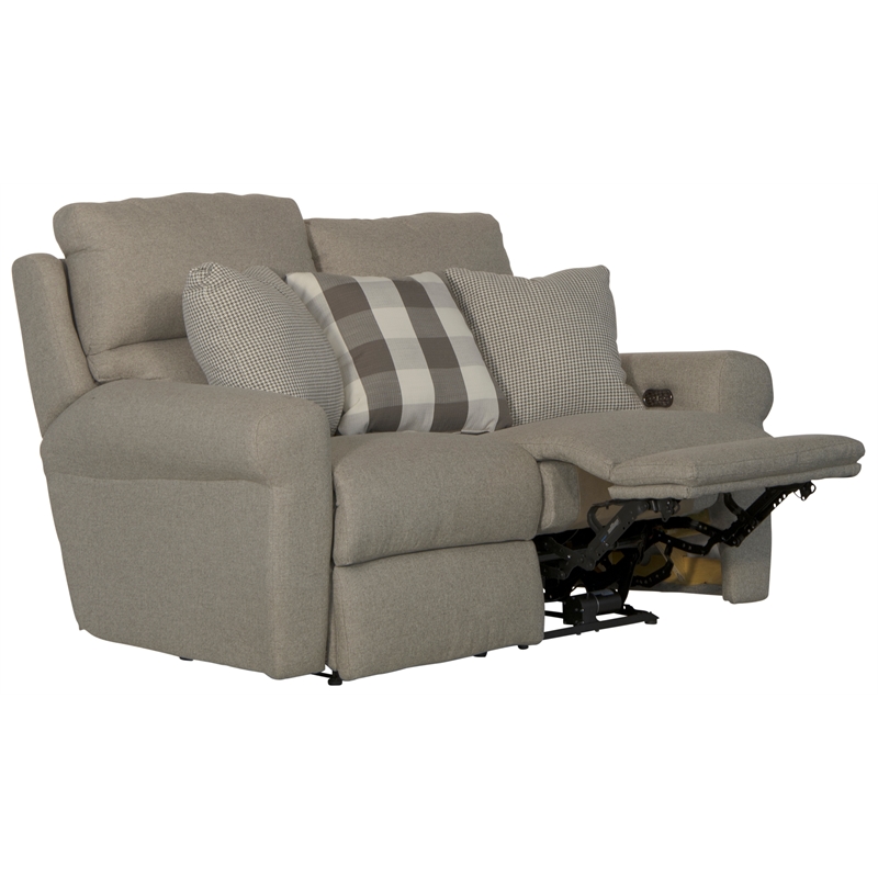 Catnapper Eastland Lay Flat Reclining Loveseat in Gray Polyester Fabric