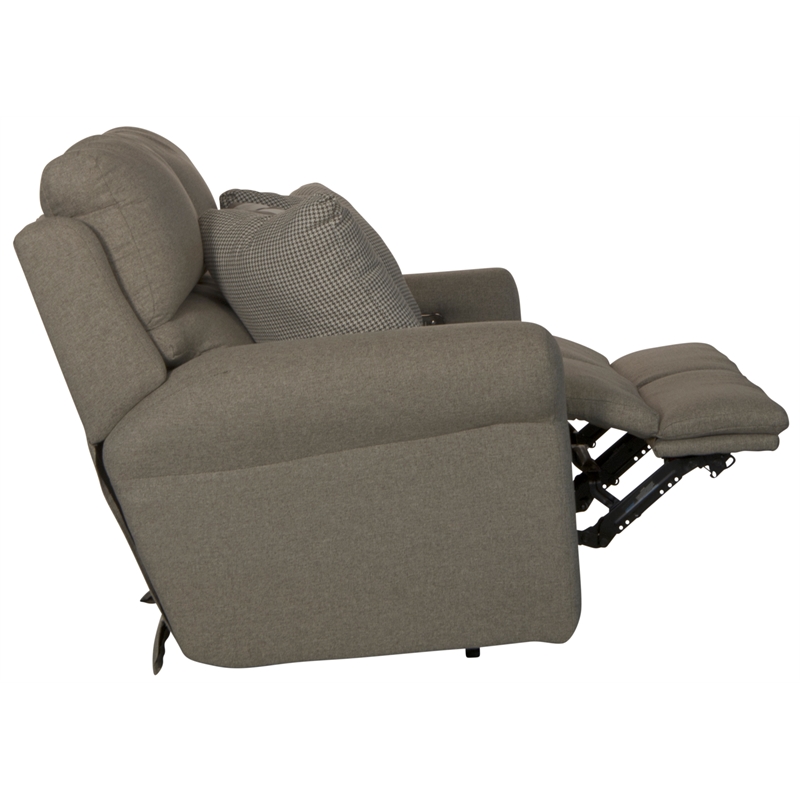 Catnapper Eastland Lay Flat Reclining Loveseat in Gray Polyester Fabric