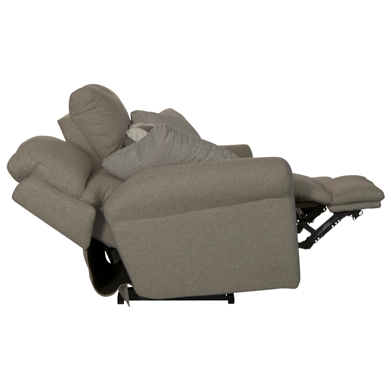Catnapper Eastland Lay Flat Reclining Loveseat in Gray Polyester Fabric