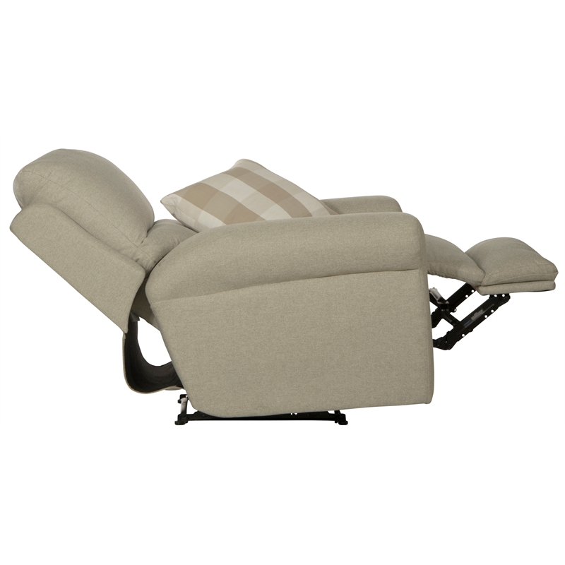 Catnapper Eastland Power Recliner in Beige Polyester Fabric with Accent Pillow