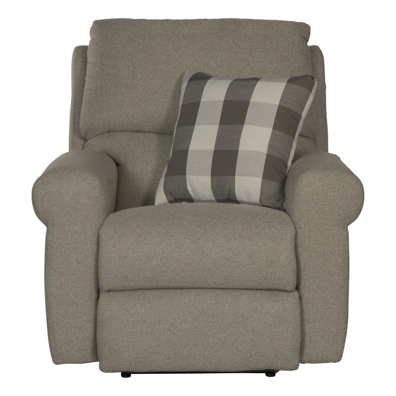 Catnapper Eastland Power Recliner in Gray Polyester Fabric with Accent Pillow