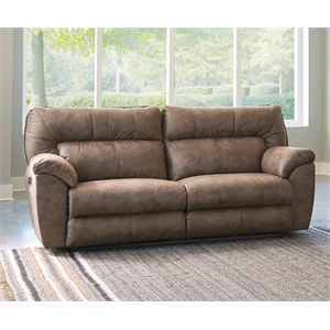catnapper thompson power reclining sofa in brown polyester fabric