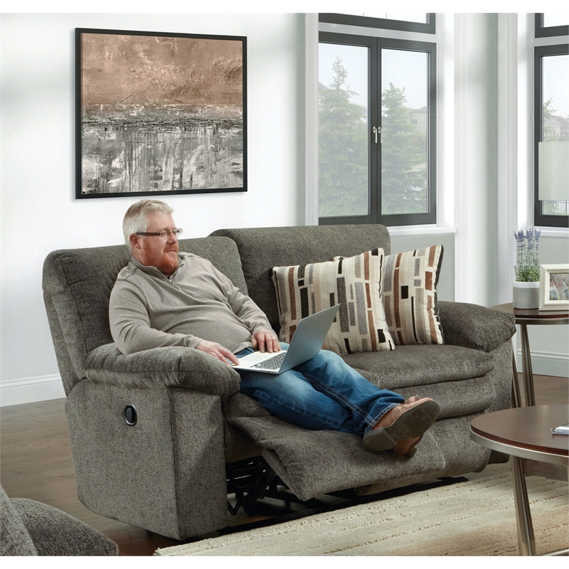 Catnapper Maxim Dual Reclining Loveseat in Soft Charcoal Gray Polyester Fabric