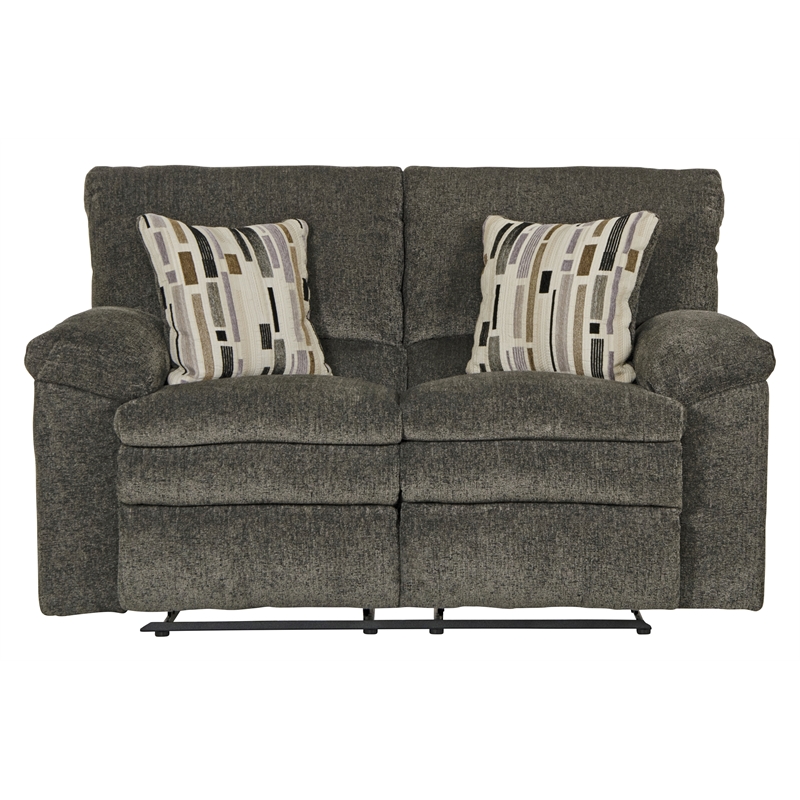 Catnapper Maxim Dual Reclining Loveseat in Soft Charcoal Gray Polyester Fabric