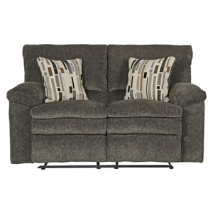 Catnapper Maxim Dual Reclining Loveseat in Soft Charcoal Gray Polyester Fabric