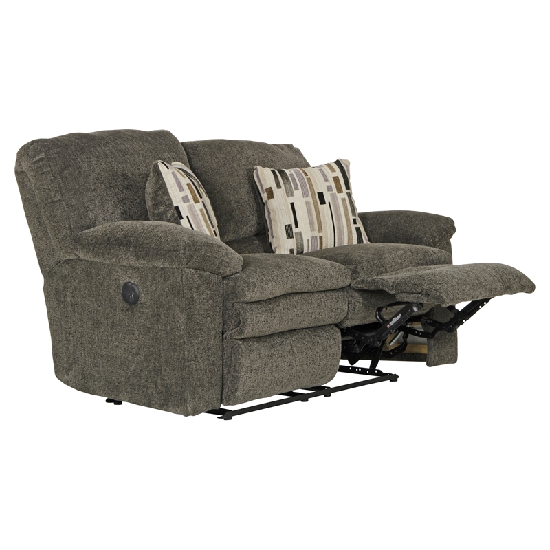 Catnapper Maxim Power Reclining Loveseat in Soft Charcoal Gray Polyester Fabric