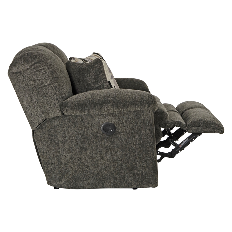 Catnapper Maxim Power Reclining Loveseat in Soft Charcoal Gray Polyester Fabric