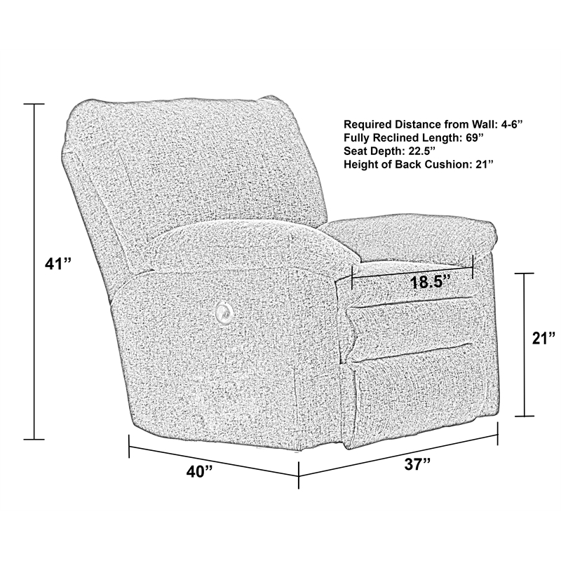 Catnapper Maxim Rocker Recliner in Soft Charcoal Gray Polyester Fabric