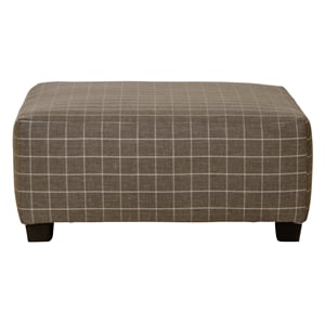 Hardy 41 Inch Square Cocktail Ottoman in Gray Box Pattern Fabric