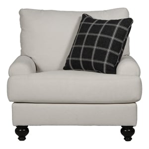 Catnapper Cora Chair in Plush Ecru &quotOff White&quot Fabric with Accent Pillow