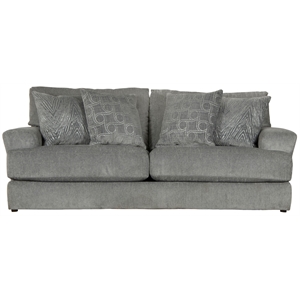 Catnapper Jefferson Two Seat Sofa with Cuddler Cushions in Gray Polyester Fabric