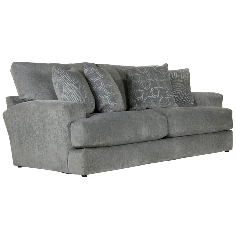 Catnapper Jefferson Two Seat Sofa with Cuddler Cushions in Gray Polyester Fabric