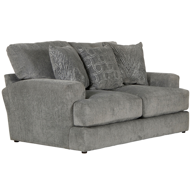 Catnapper Jefferson Loveseat with Cuddler Cushions in Gray Polyester Fabric
