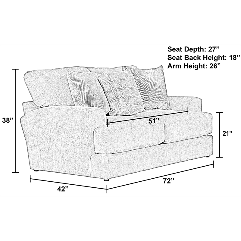 Catnapper Jefferson Loveseat with Cuddler Cushions in Gray Polyester Fabric