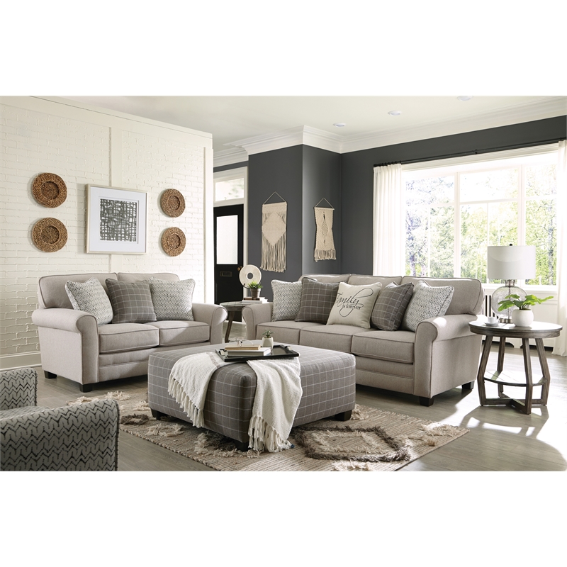 Catnapper Hardy Farmhouse Casual 2 Piece Sofa and Loveseat Set in Gray Fabric