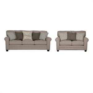 Catnapper Hardy Farmhouse Casual 2 Piece Sofa and Loveseat Set in Gray Fabric