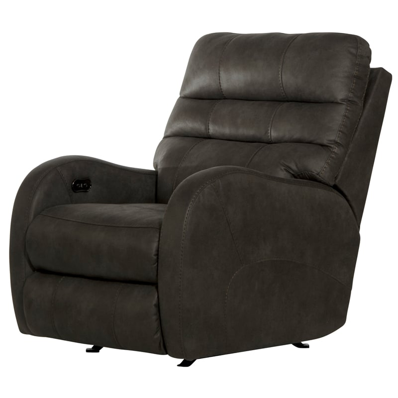 Catnapper Gabi Power Rocker Recliner with USB Charging Port in Gray Fabric