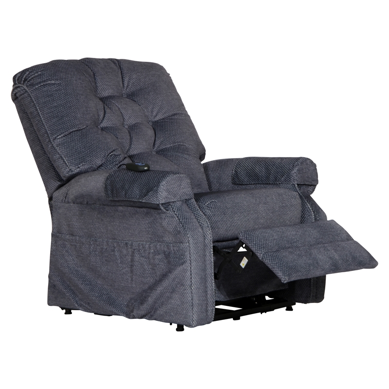 Catnapper Alger Power Lift Assist Lay Flat Recliner in Blue Polyester Fabric
