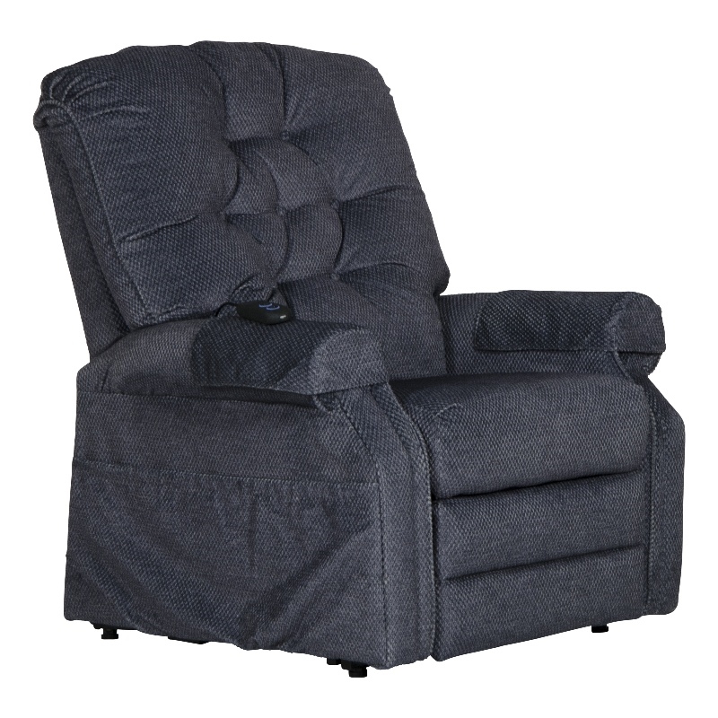 Catnapper Alger Power Lift Assist Lay Flat Recliner in Blue Polyester Fabric