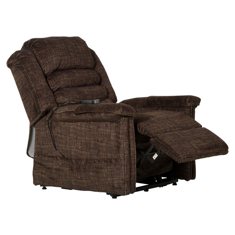 Catnapper Buckner Power Lift Assist Recliner in Brown Polyester Fabric