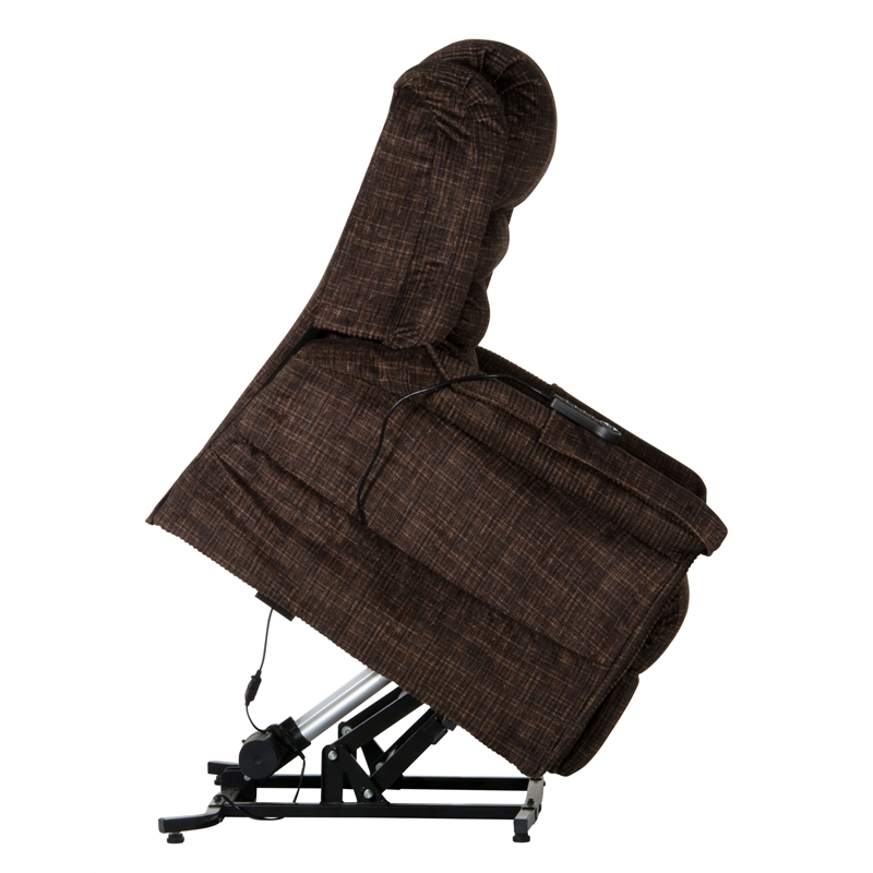 Catnapper Buckner Power Lift Assist Recliner in Brown Polyester Fabric