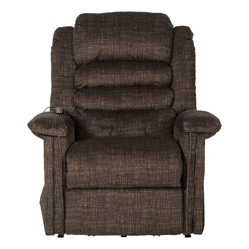 Catnapper Buckner Power Lift Assist Recliner in Brown Polyester Fabric