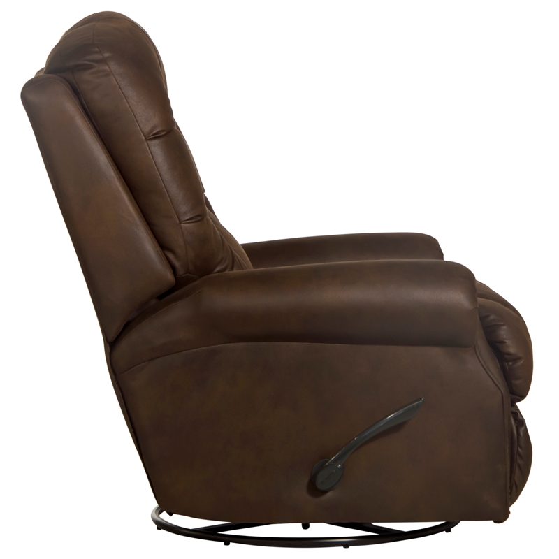 Catnapper Marge Swivel Glider Recliner in Brown Polyester Fabric