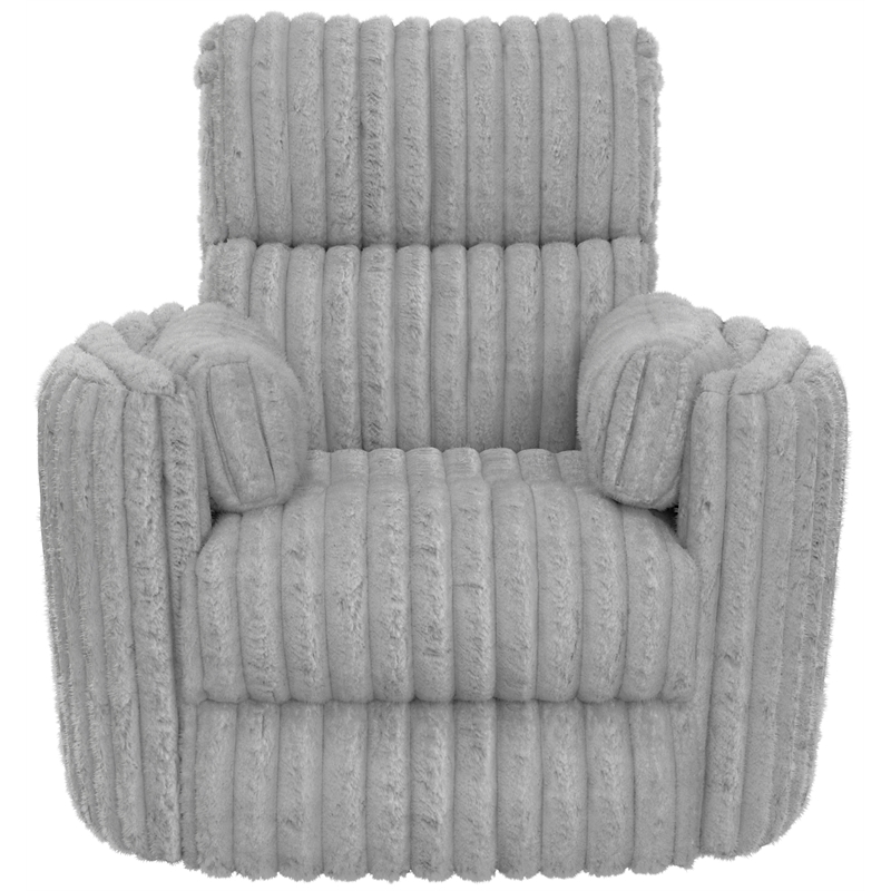 Daydream Swivel Glider Recliner with Faux Fur in Moonstruck Gloucester Gray