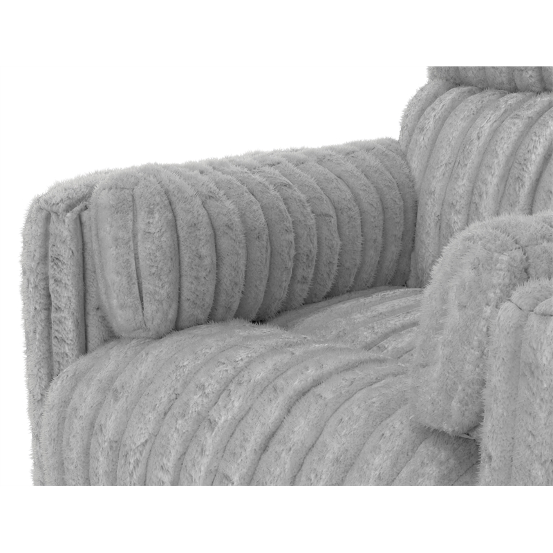 Daydream Swivel Glider Recliner with Faux Fur in Moonstruck Gloucester Gray