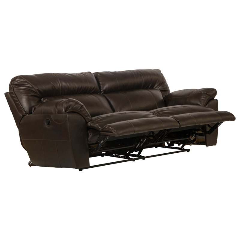 Catnapper Nolan Reclining Sofa in Godiva Brown Faux Leather ...