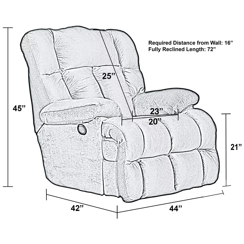 Catnapper Cloud 12 Power Lay Flat Chaise Recliner in Chocolate