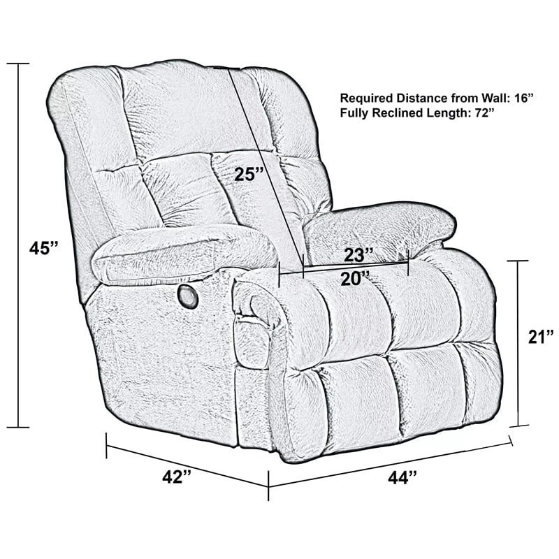 Catnapper Cloud 12 Power Lay Flat Chaise Recliner in Camel