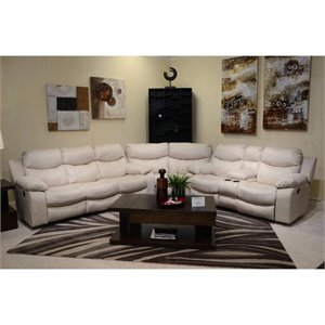 Catnapper Catalina 3 Piece Power Reclining Leather Sectional in White