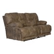 Catnapper Voyager Lay Flat Reclining Loveseat in Brandy Brown Polyester Fabric