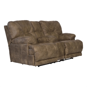 catnapper voyager lay flat reclining loveseat in brandy brown polyester fabric