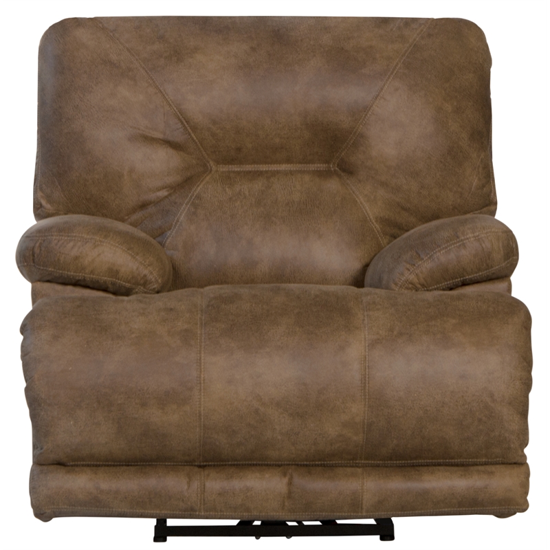 Catnapper Voyager Power Lay Flat Recliner in Brandy Brown Polyester Fabric