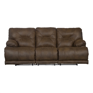 catnapper voyager lay flat reclining sofa in elk brown polyester fabric